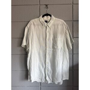 Men's J.Crew Retro Striped Linen Button Down Short Sleeve Shirt Bohemian size XL